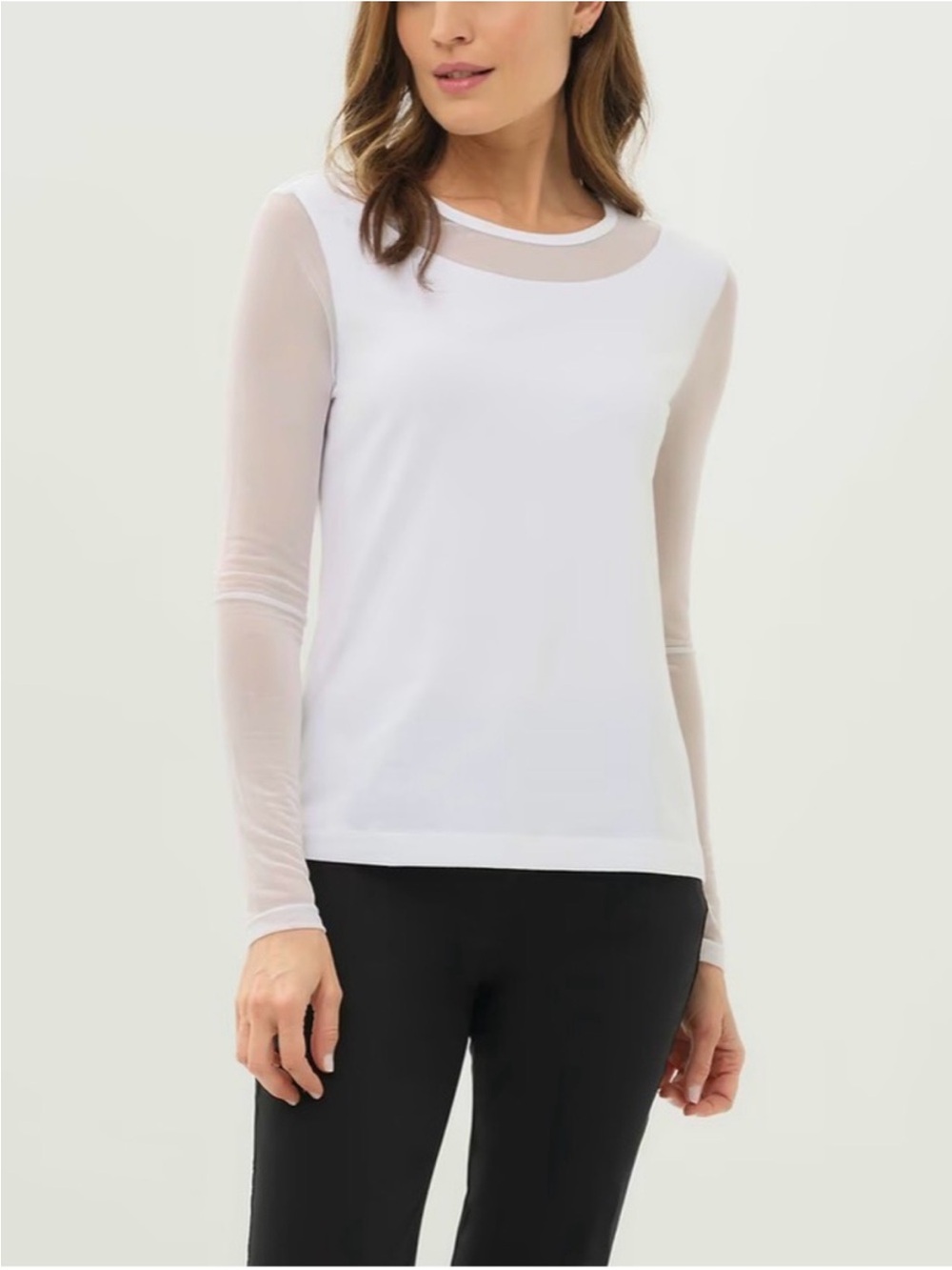Anatomie Kim Mesh Long Sleeve White Tee Top Large